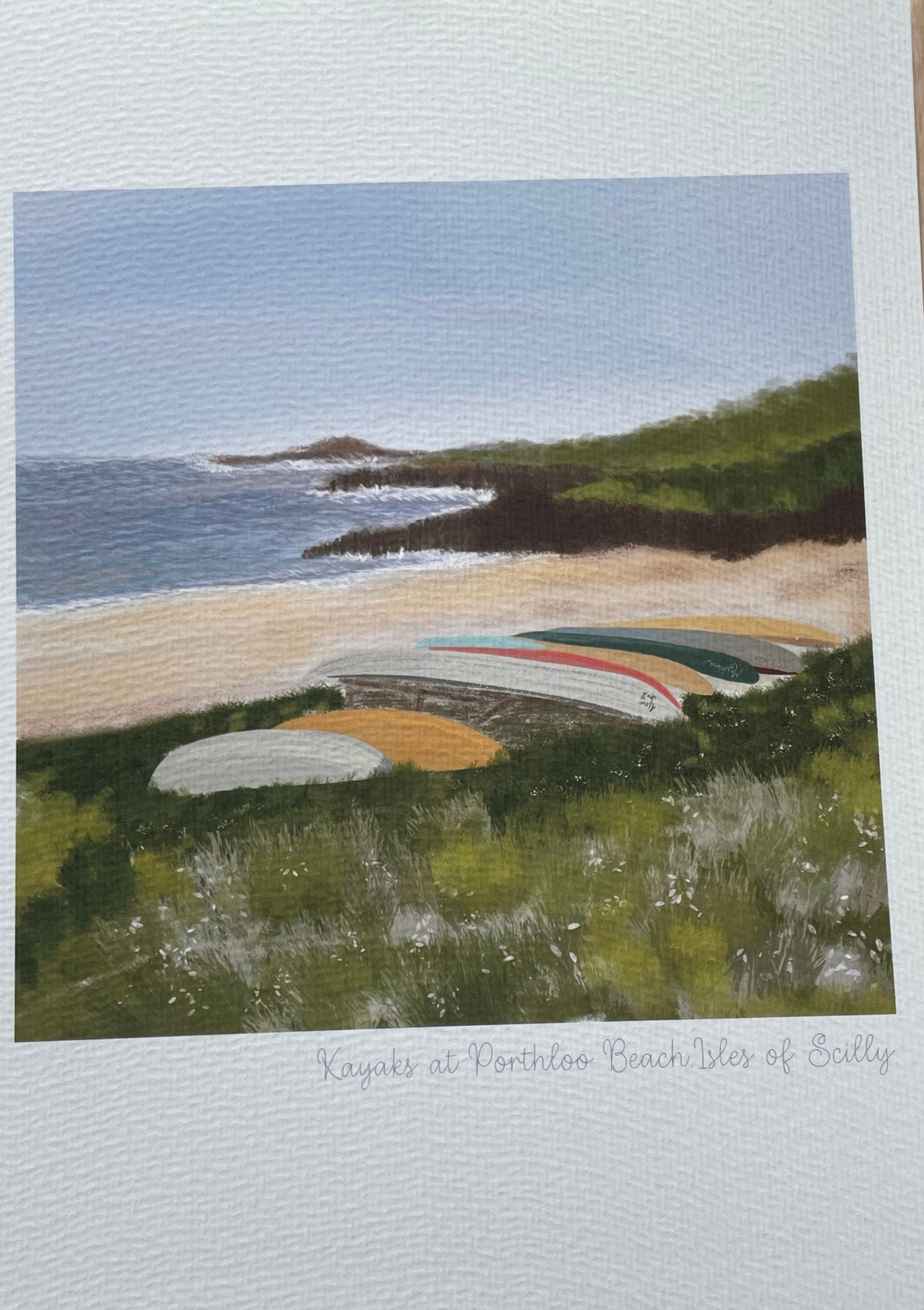 Kayaks at Porthloo Beach, Isles of Scilly - A4 unframed artwork