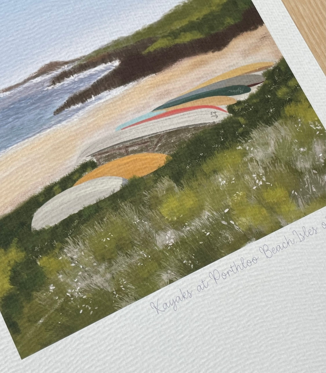 Kayaks at Porthloo Beach, Isles of Scilly - A4 unframed artwork