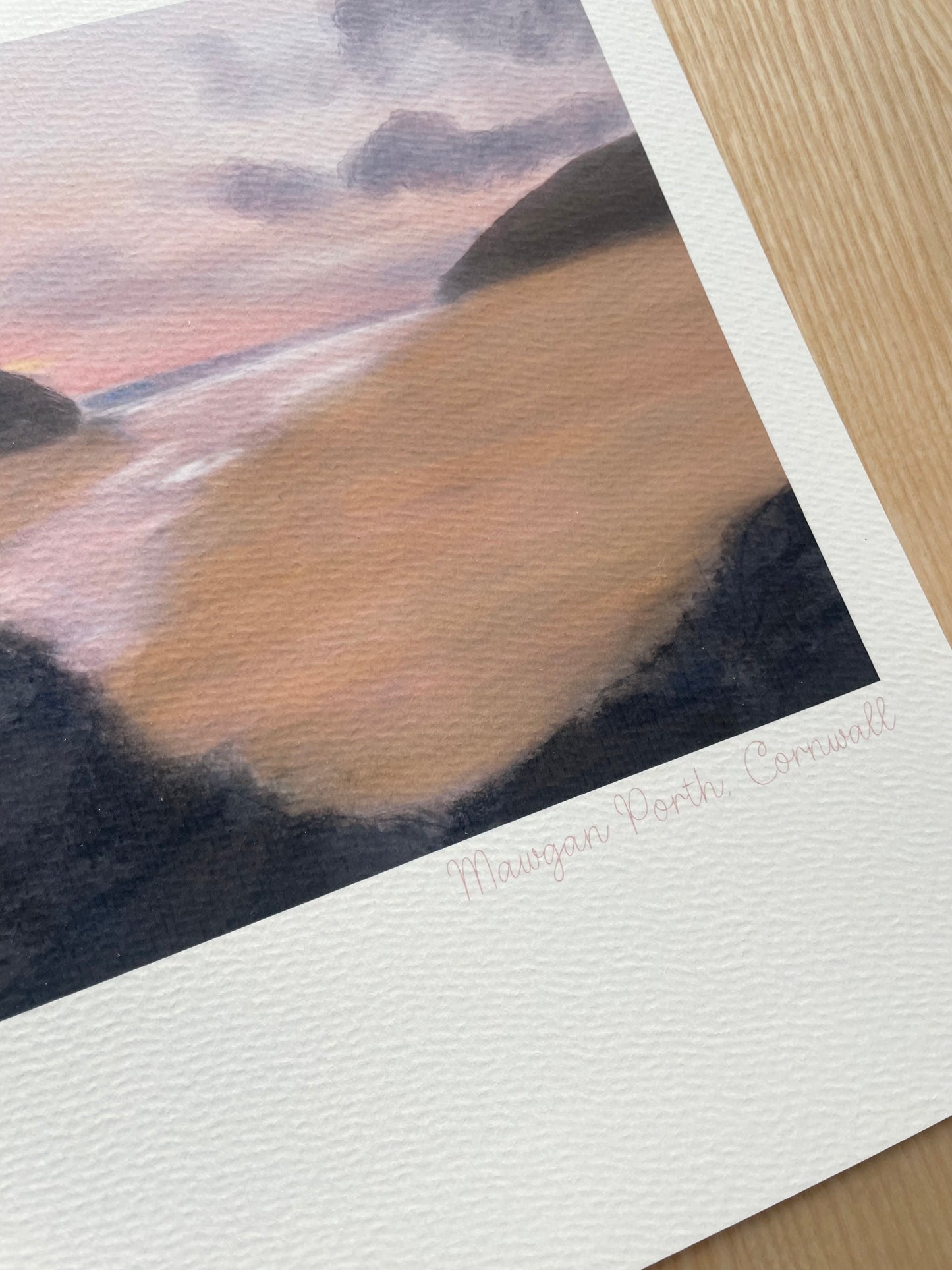 Sunset at Mawgan Porth, Cornwall - A4 unframed artwork