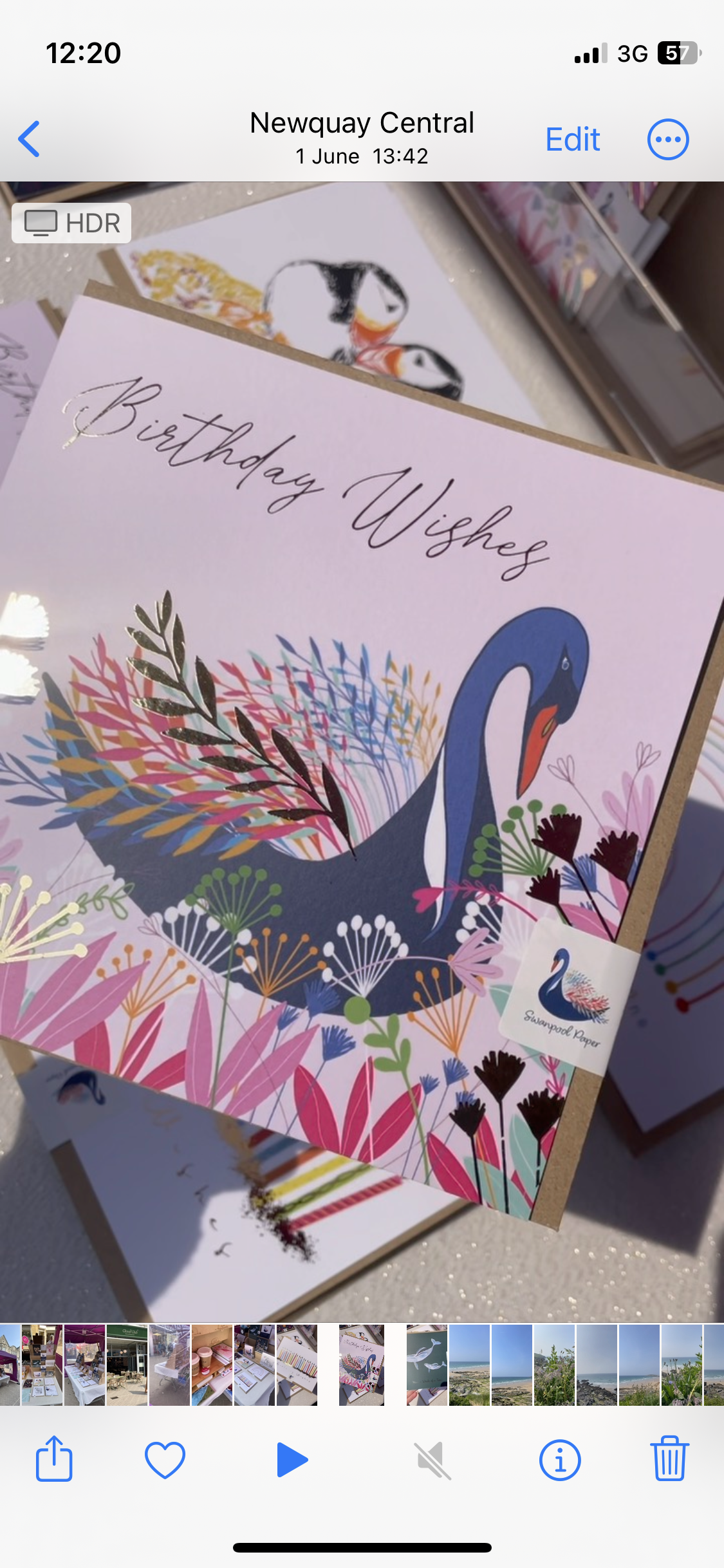 Birthday Wishes Swanpool Swan card with gold foil finish.