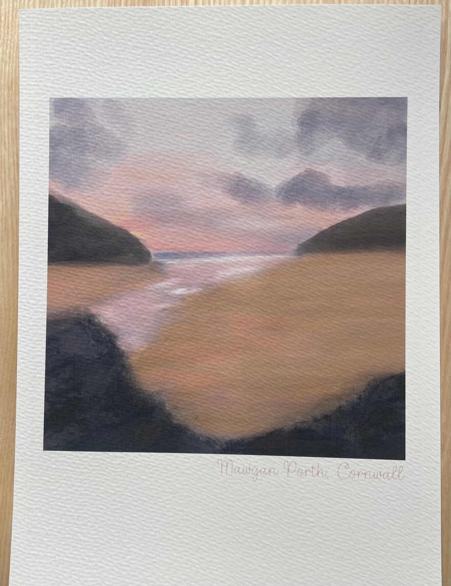 Sunset at Mawgan Porth, Cornwall - A4 unframed artwork