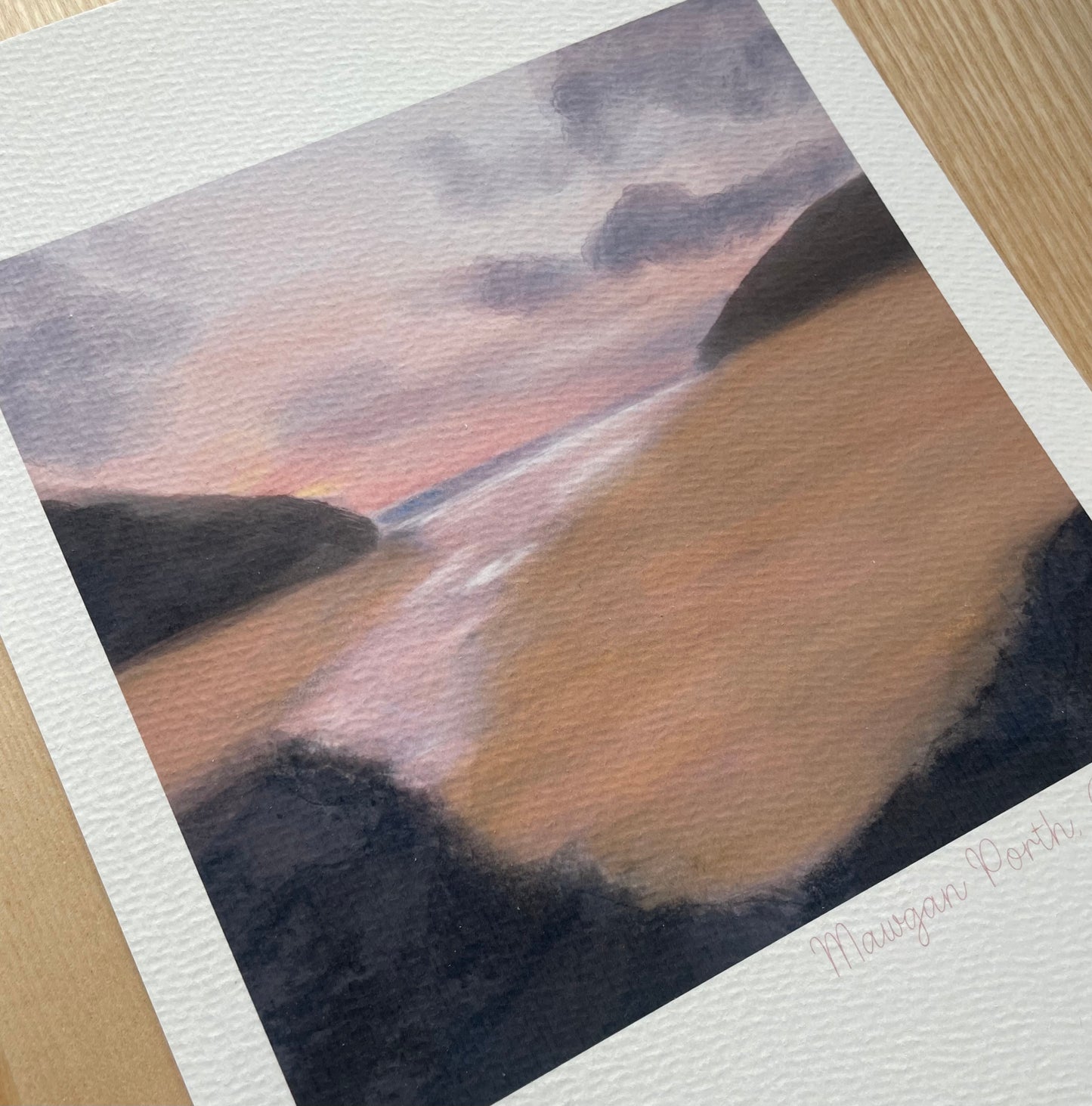 Sunset at Mawgan Porth, Cornwall - A4 unframed artwork