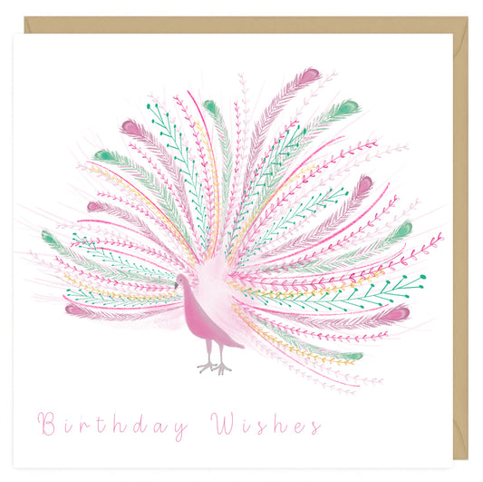 Peacock Birthday Wishes card