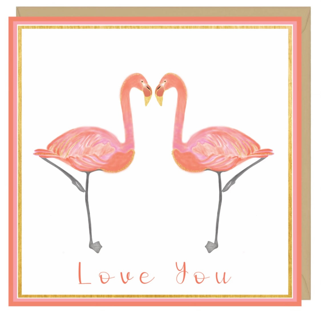 Flamingos I love you card