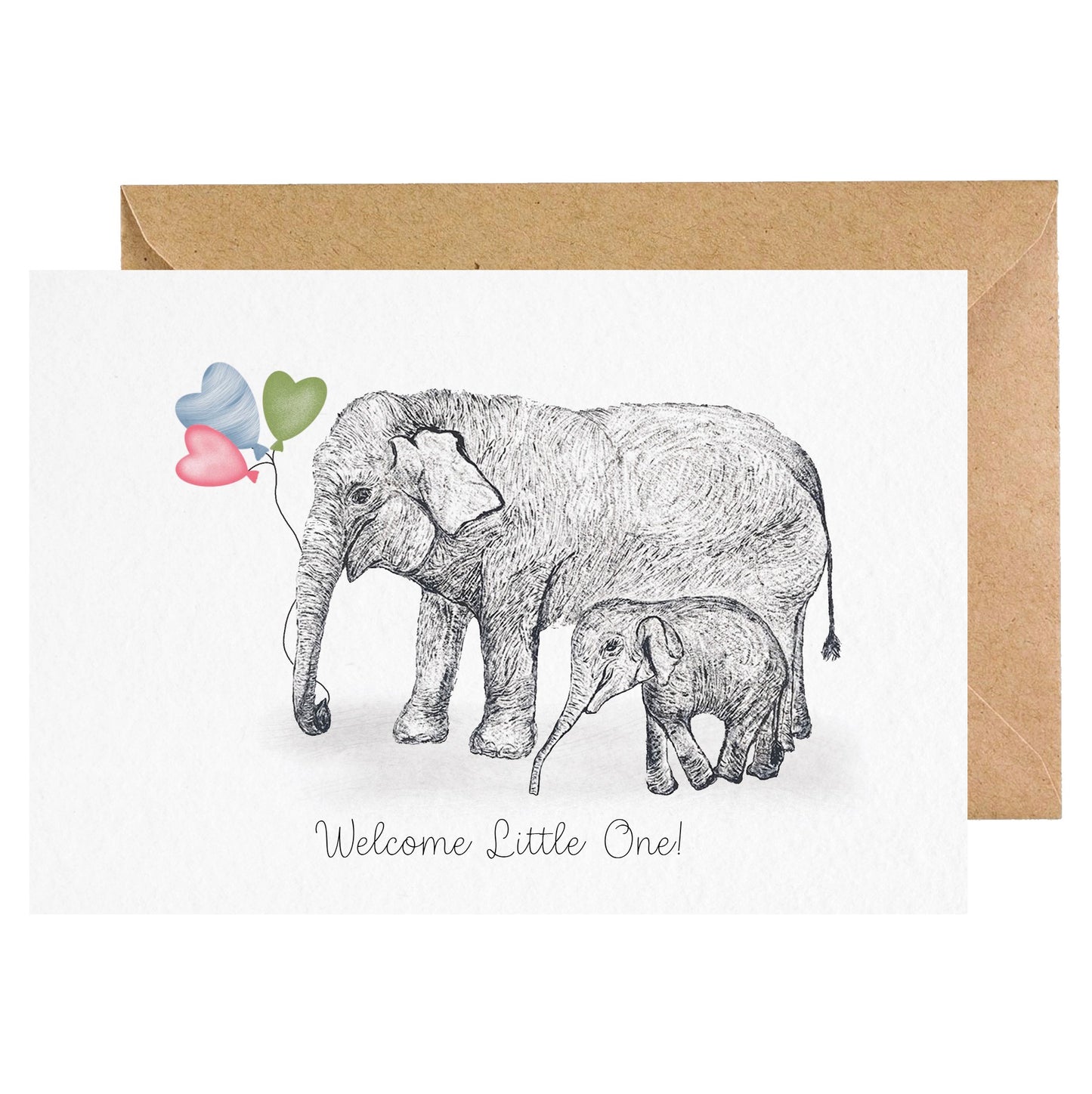 Elephants New Baby card, Little one, new baby